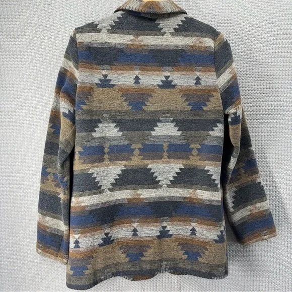 Vtg David Benjamin Southwestern Woven Jacket Coat Women Sz 8 Two Button Tribal - Picture 7 of 9